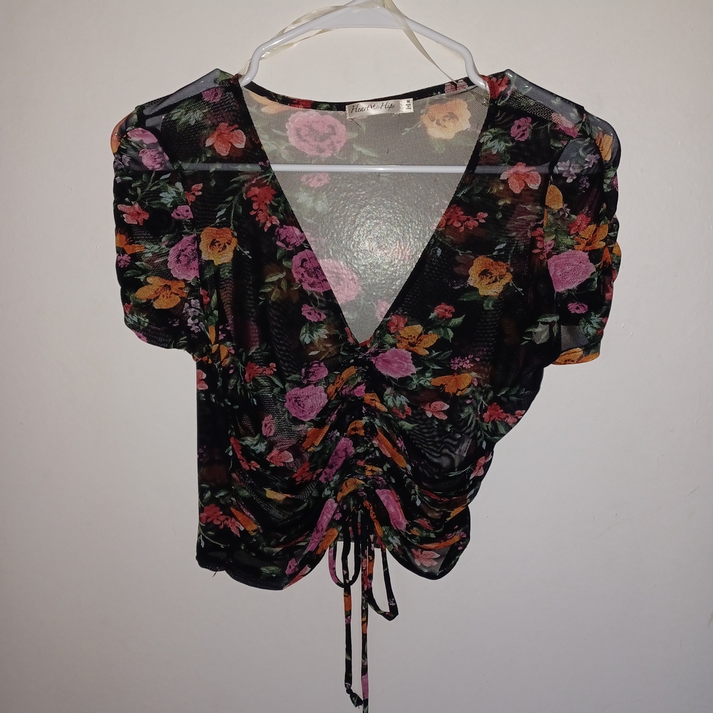 Heart Hips Multicolor Floral Ruched Blouse